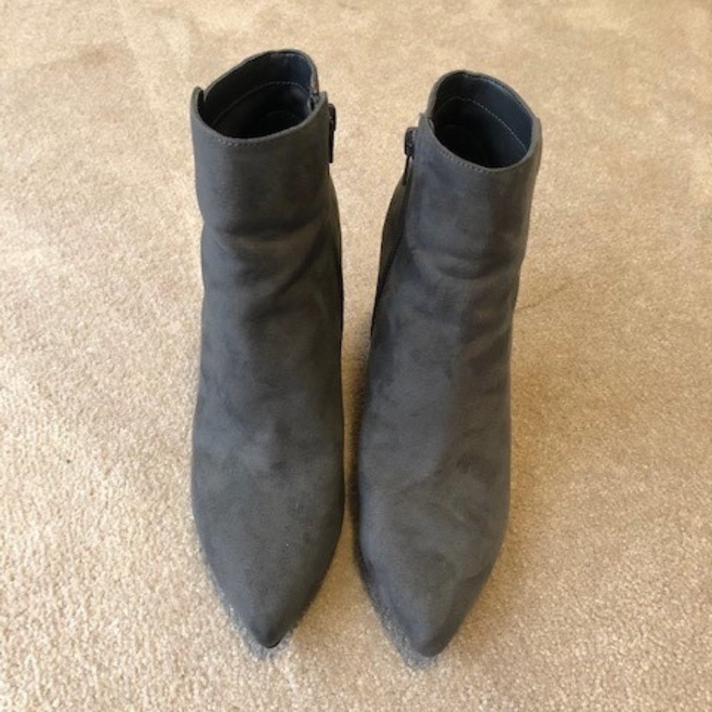 Grey Suede Wedge Booties